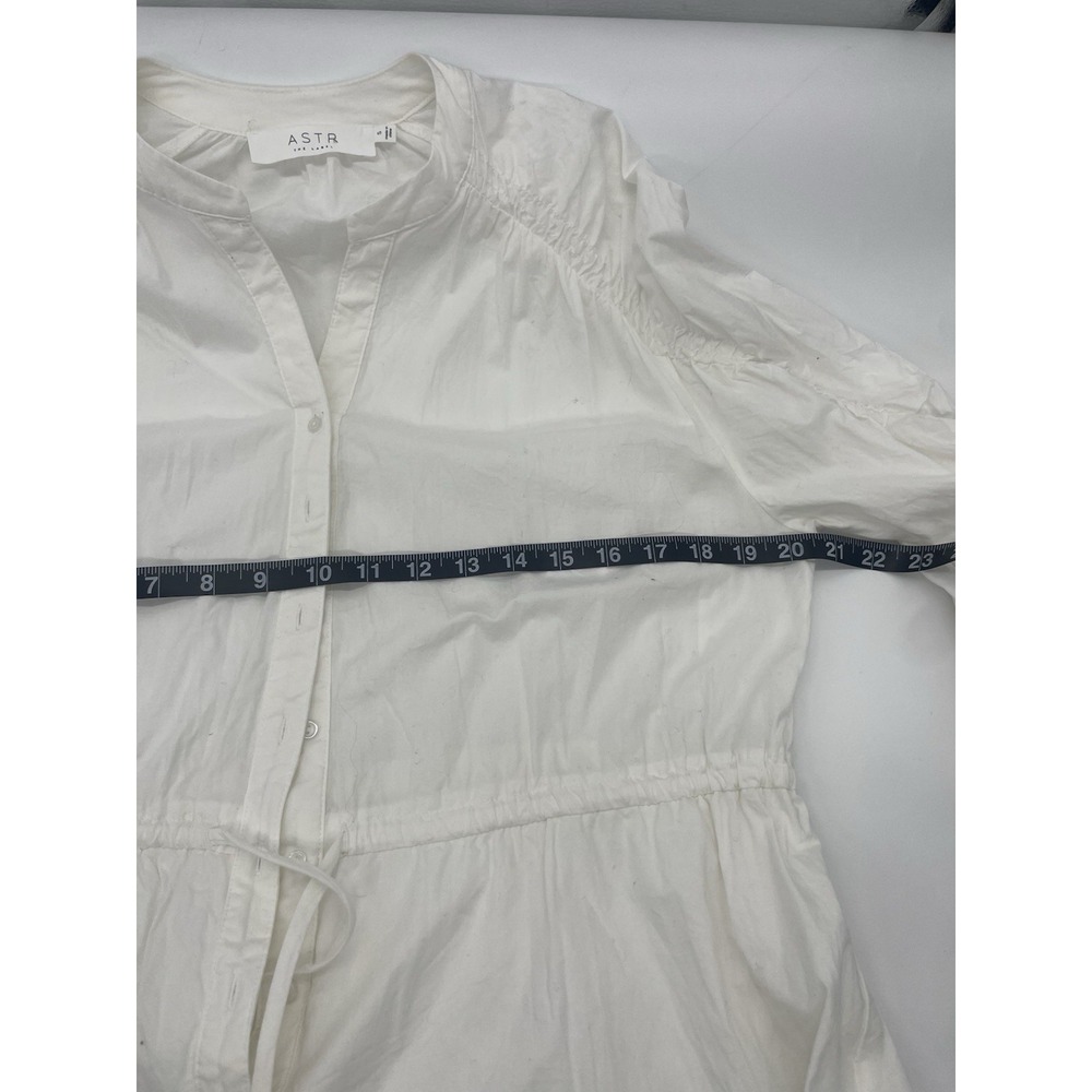 ASTR The Label White Ruffle Mini A-Line Dress S Cotton Puff Sleeve Casual Resort - Picture 7 of 7